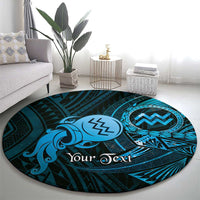 Personalised Polynesia Zodiac Aquarius Round Carpet Galaxy Polynesian Pattern Chest Tattoo Style