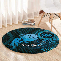 Personalised Polynesia Zodiac Aquarius Round Carpet Galaxy Polynesian Pattern Chest Tattoo Style