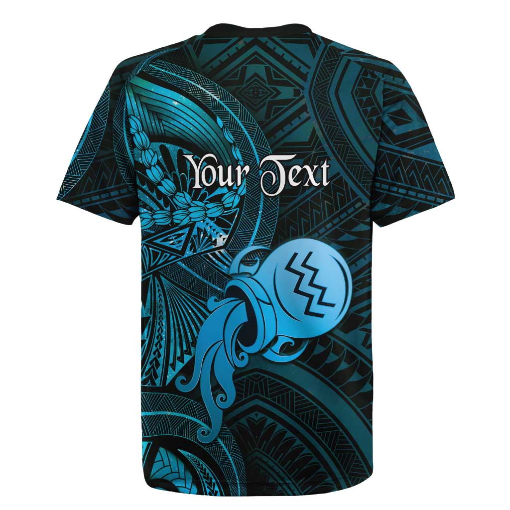 Personalised Polynesia Zodiac Aquarius Rugby Jersey Galaxy Polynesian Pattern Chest Tattoo Style