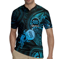 Personalised Polynesia Zodiac Aquarius Rugby Jersey Galaxy Polynesian Pattern Chest Tattoo Style