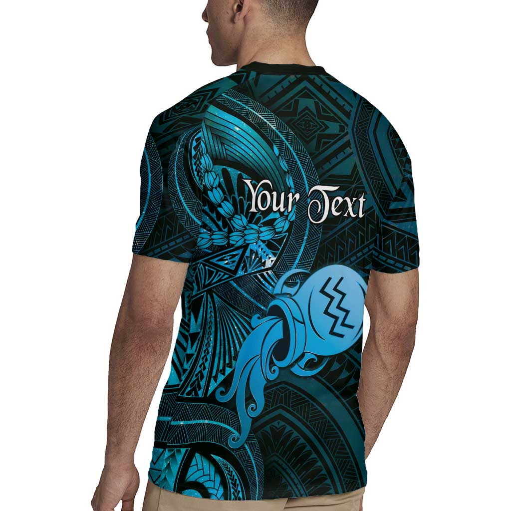 Personalised Polynesia Zodiac Aquarius Rugby Jersey Galaxy Polynesian Pattern Chest Tattoo Style