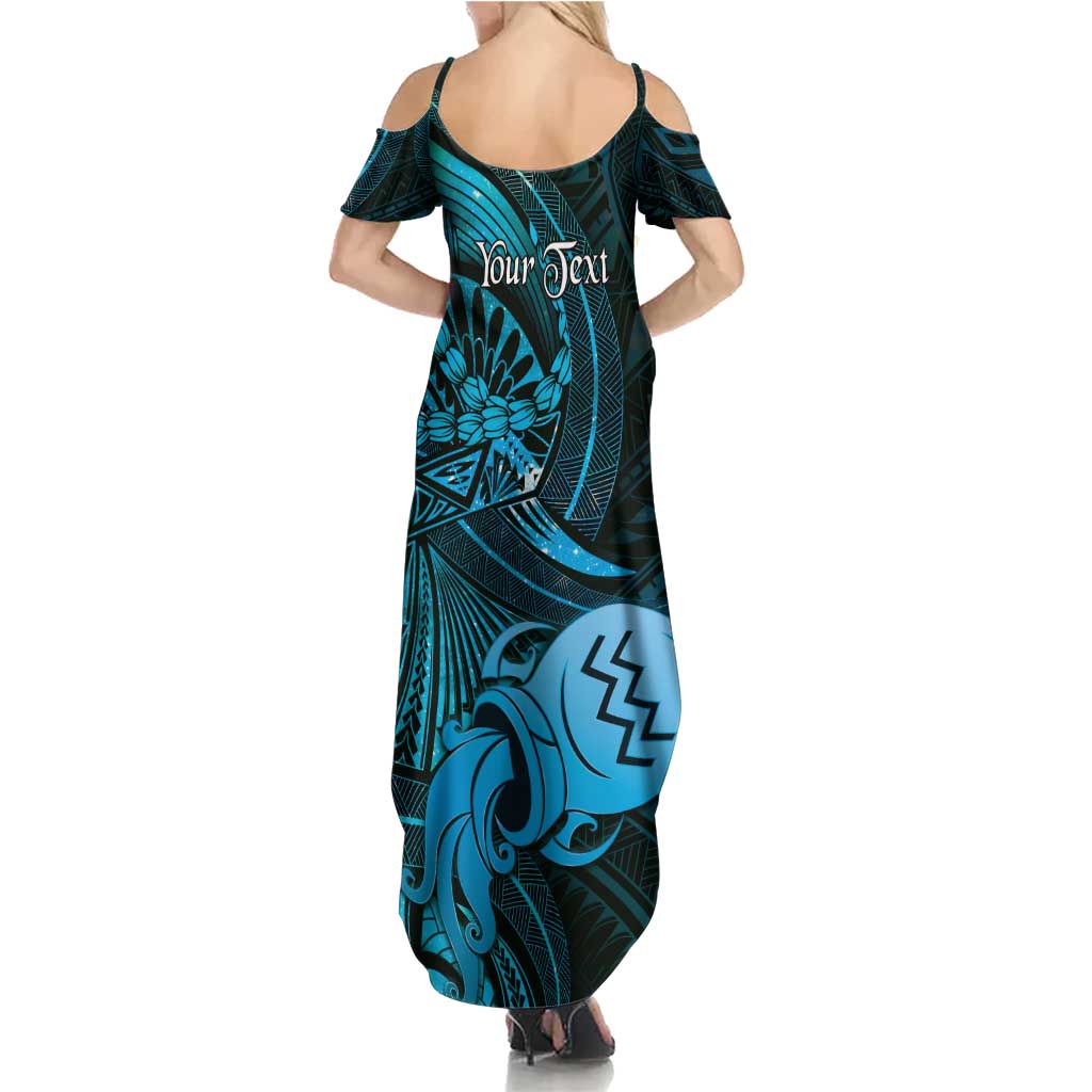 Personalised Polynesia Zodiac Aquarius Summer Maxi Dress Galaxy Polynesian Pattern Chest Tattoo Style LT14 - Polynesian Pride