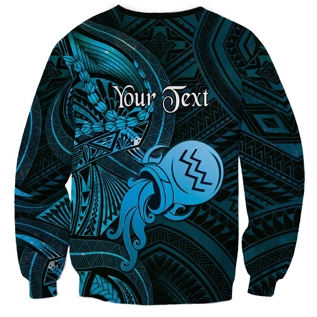 Personalised Polynesia Zodiac Aquarius Sweatshirt Galaxy Polynesian Pattern Chest Tattoo Style