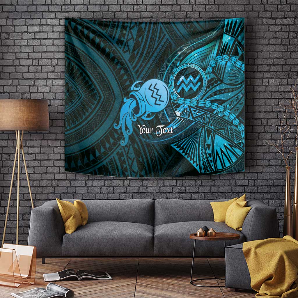 Personalised Polynesia Zodiac Aquarius Tapestry Galaxy Polynesian Pattern Chest Tattoo Style