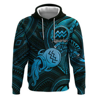 Personalised Polynesia Zodiac Aquarius Zip Hoodie Galaxy Polynesian Pattern Chest Tattoo Style