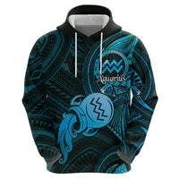 Personalised Polynesia Zodiac Aquarius Zip Hoodie Galaxy Polynesian Pattern Chest Tattoo Style