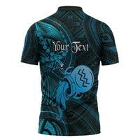 Personalised Polynesia Zodiac Aquarius Zipper Polo Shirt Galaxy Polynesian Pattern Chest Tattoo Style LT14 - Polynesian Pride