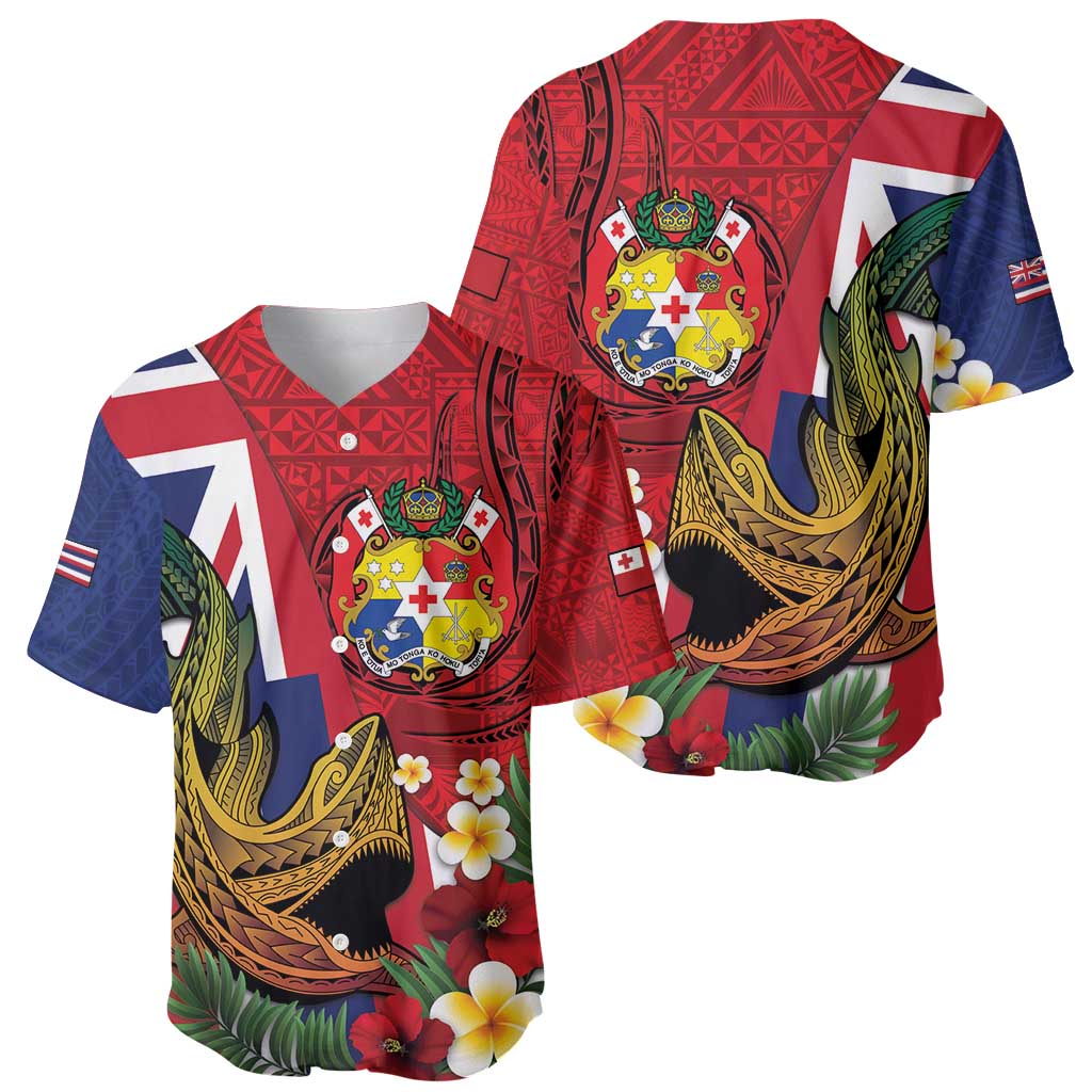 Hawaii And Tonga Baseball Jersey Shark Tattoo With Tongan Coat Of Arms