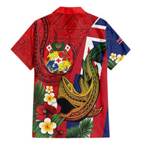 Hawaii And Tonga Family Matching Mermaid Dress and Hawaiian Shirt Shark Tattoo With Tongan Coat Of Arms