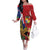 Hawaii And Tonga Family Matching Off The Shoulder Long Sleeve Dress and Hawaiian Shirt Shark Tattoo With Tongan Coat Of Arms