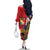 Hawaii And Tonga Family Matching Off The Shoulder Long Sleeve Dress and Hawaiian Shirt Shark Tattoo With Tongan Coat Of Arms