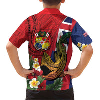 Hawaii And Tonga Kid Hawaiian Shirt Shark Tattoo With Tongan Coat Of Arms