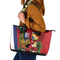 Hawaii And Tonga Leather Tote Bag Shark Tattoo With Tongan Coat Of Arms