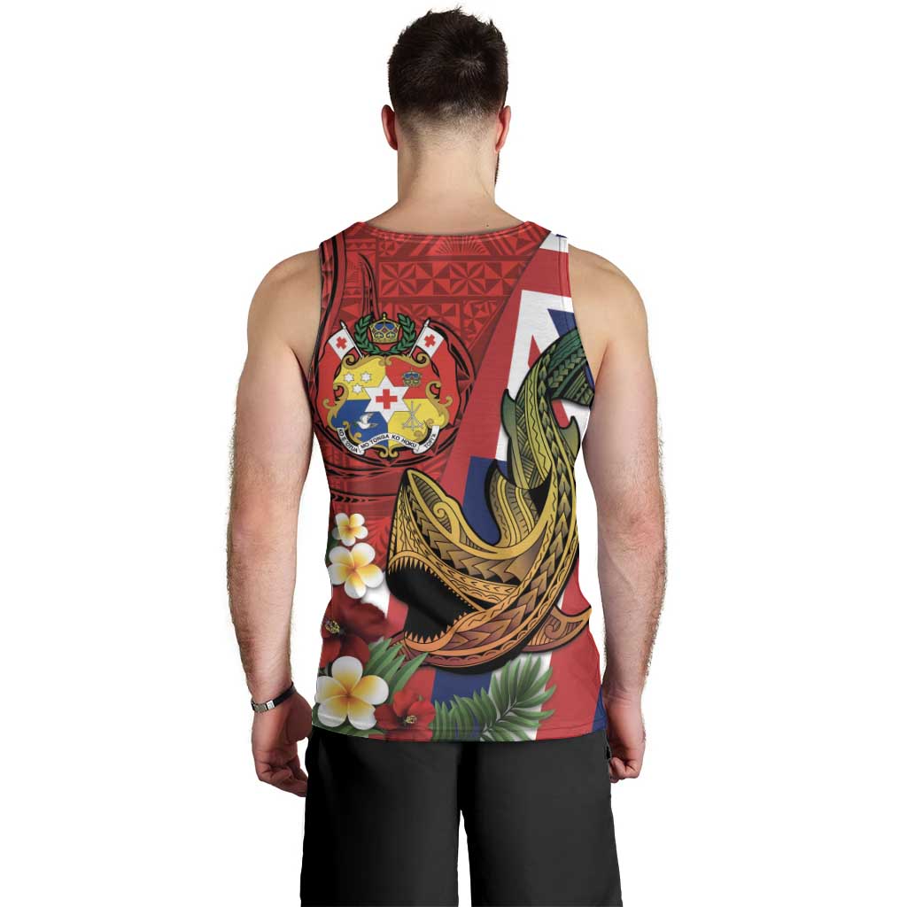 Hawaii And Tonga Men Tank Top Shark Tattoo With Tongan Coat Of Arms