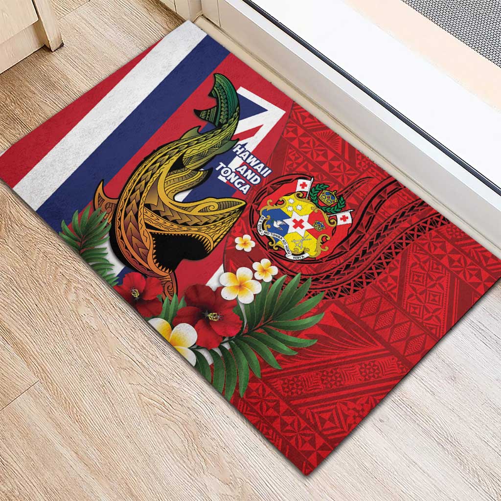 Hawaii And Tonga Rubber Doormat Shark Tattoo With Tongan Coat Of Arms