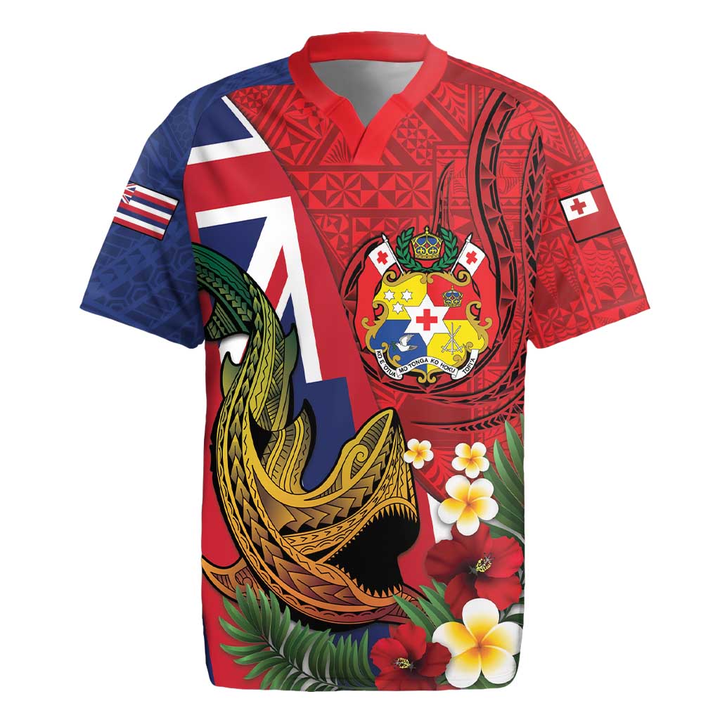 Hawaii And Tonga Rugby Jersey Shark Tattoo With Tongan Coat Of Arms