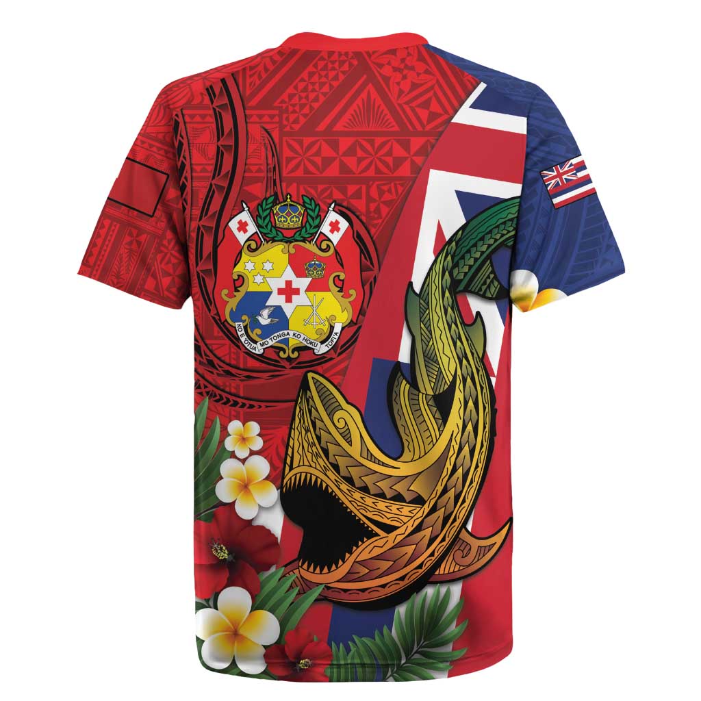 Hawaii And Tonga Rugby Jersey Shark Tattoo With Tongan Coat Of Arms