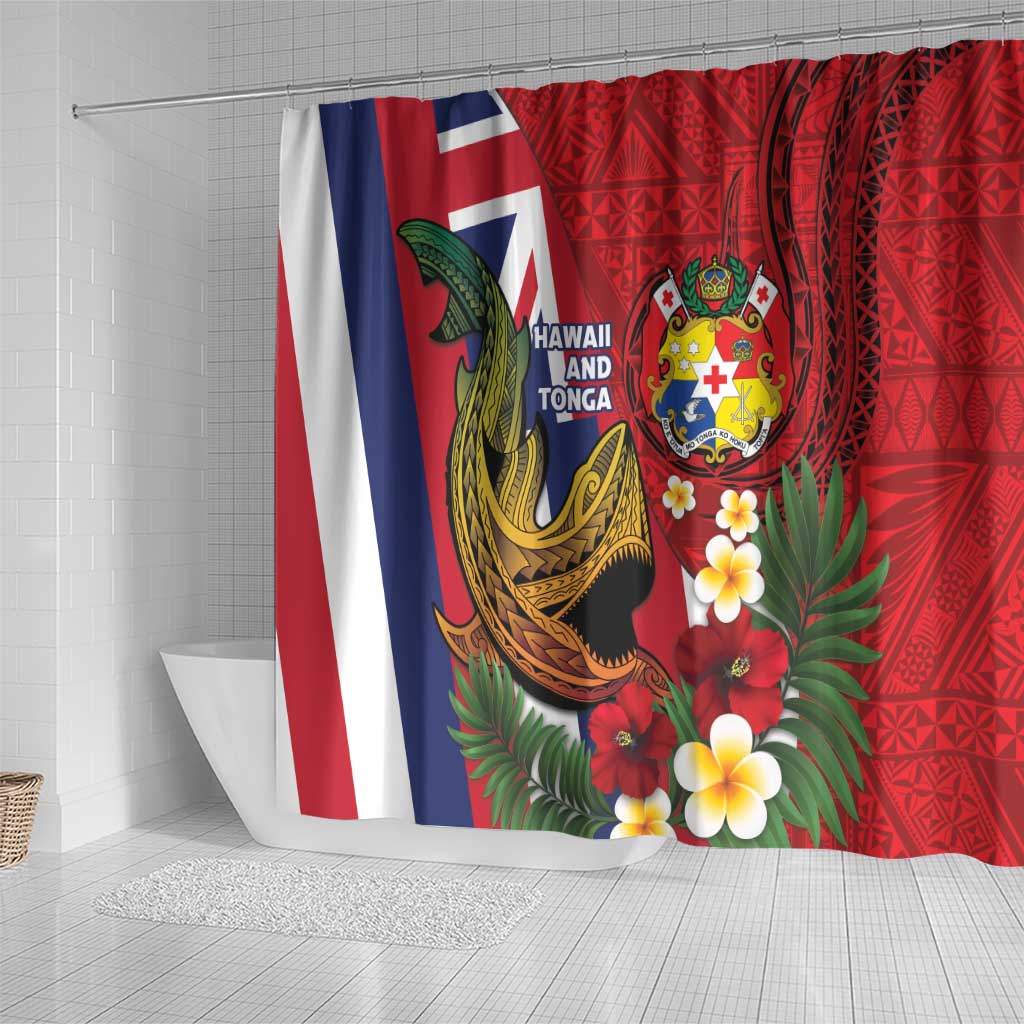 Hawaii And Tonga Shower Curtain Shark Tattoo With Tongan Coat Of Arms