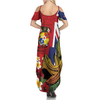 Hawaii And Tonga Summer Maxi Dress Shark Tattoo With Tongan Coat Of Arms