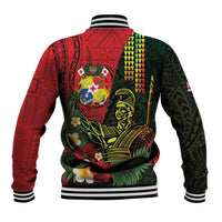 Hawaii And Tonga Baseball Jacket King Kamehameha Tribal Ngatu Pattern