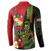Hawaii And Tonga Button Sweatshirt King Kamehameha Tribal Ngatu Pattern