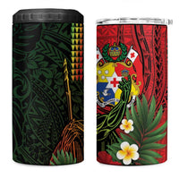 Hawaii And Tonga 4 in 1 Can Cooler Tumbler King Kamehameha Tribal Ngatu Pattern