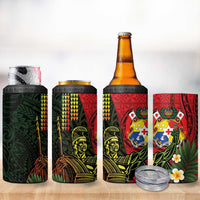 Hawaii And Tonga 4 in 1 Can Cooler Tumbler King Kamehameha Tribal Ngatu Pattern