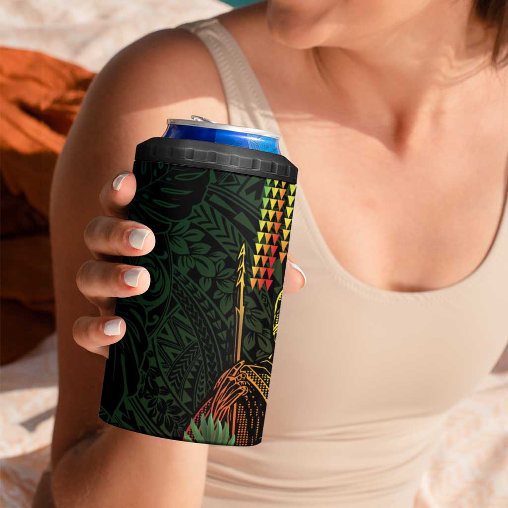 Hawaii And Tonga 4 in 1 Can Cooler Tumbler King Kamehameha Tribal Ngatu Pattern