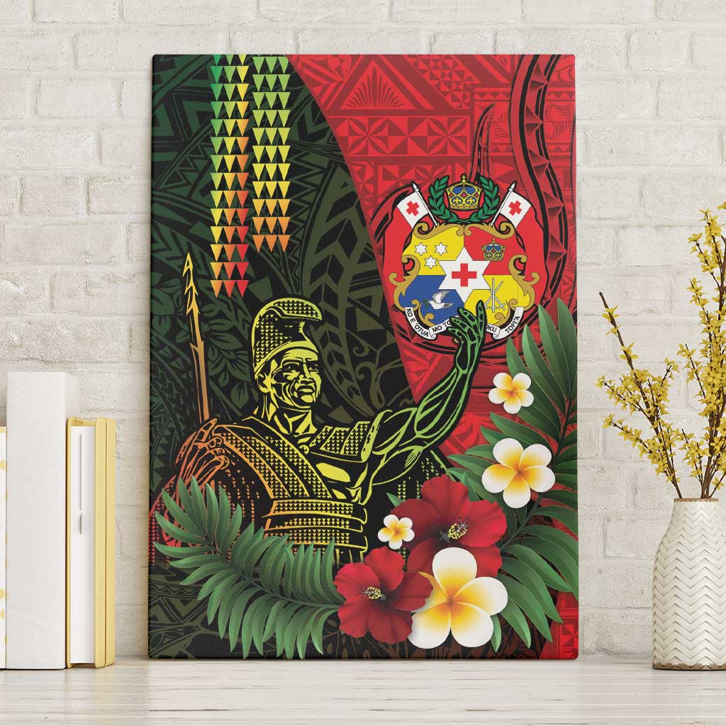 Hawaii And Tonga Canvas Wall Art King Kamehameha Tribal Ngatu Pattern