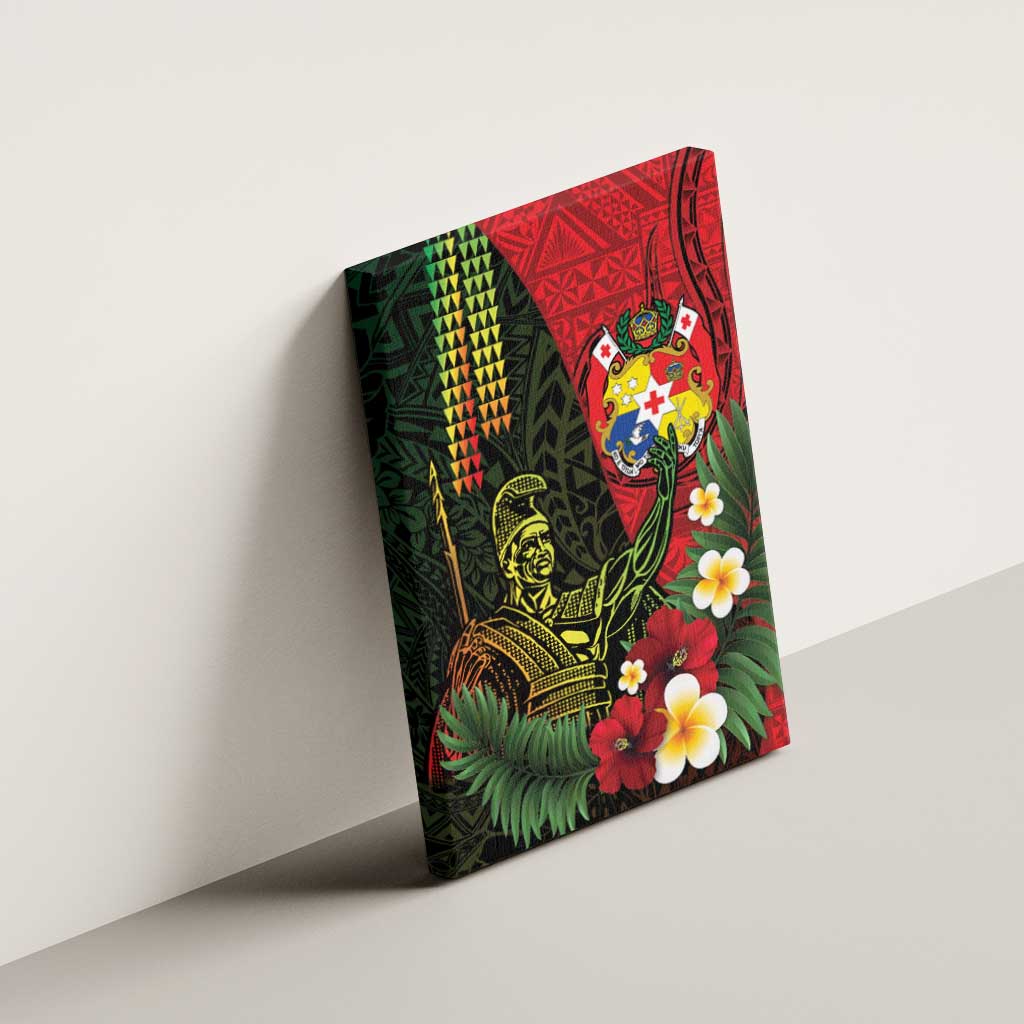 Hawaii And Tonga Canvas Wall Art King Kamehameha Tribal Ngatu Pattern