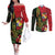 Hawaii And Tonga Couples Matching Off The Shoulder Long Sleeve Dress and Long Sleeve Button Shirt King Kamehameha Tribal Ngatu Pattern