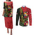 Hawaii And Tonga Couples Matching Puletasi and Long Sleeve Button Shirt King Kamehameha Tribal Ngatu Pattern