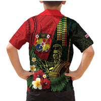 Hawaii And Tonga Family Matching Mermaid Dress and Hawaiian Shirt King Kamehameha Tribal Ngatu Pattern