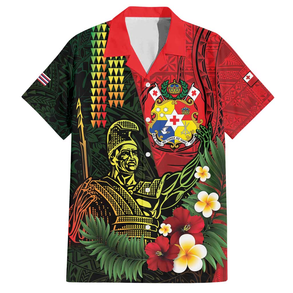 Hawaii And Tonga Family Matching Puletasi and Hawaiian Shirt King Kamehameha Tribal Ngatu Pattern