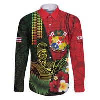 Hawaii And Tonga Family Matching Puletasi and Hawaiian Shirt King Kamehameha Tribal Ngatu Pattern