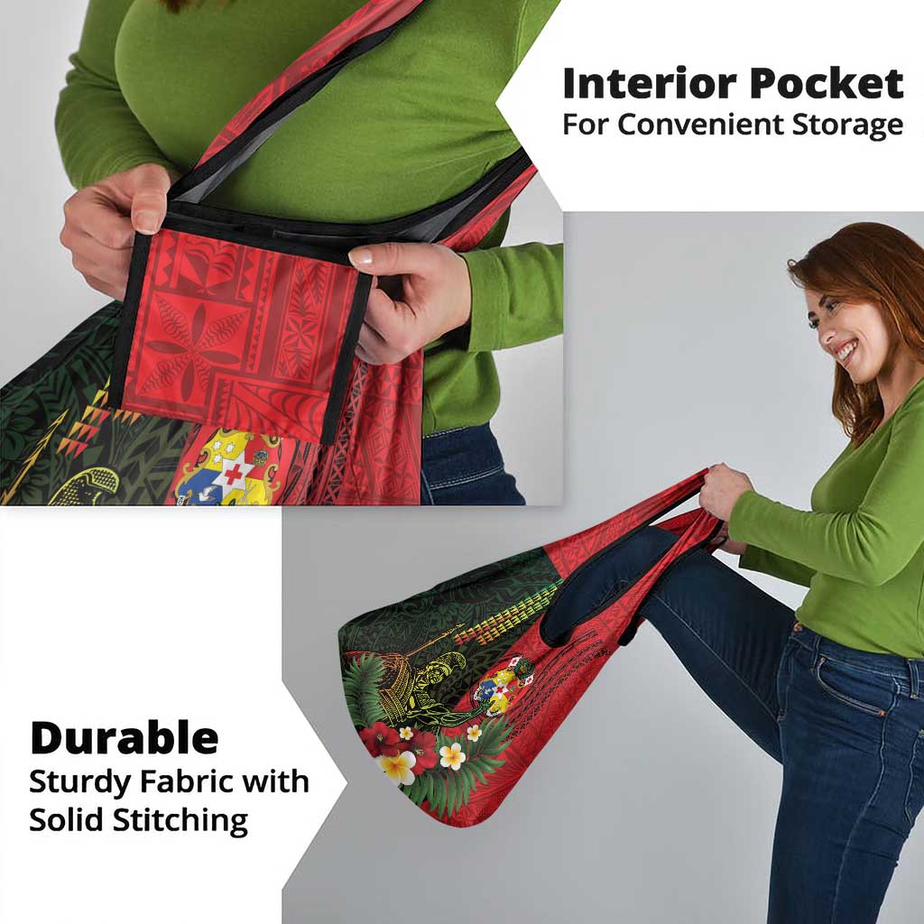 Hawaii And Tonga Grocery Bag King Kamehameha Tribal Ngatu Pattern