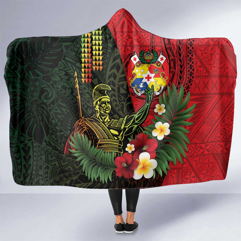 Hawaii And Tonga Hooded Blanket King Kamehameha Tribal Ngatu Pattern