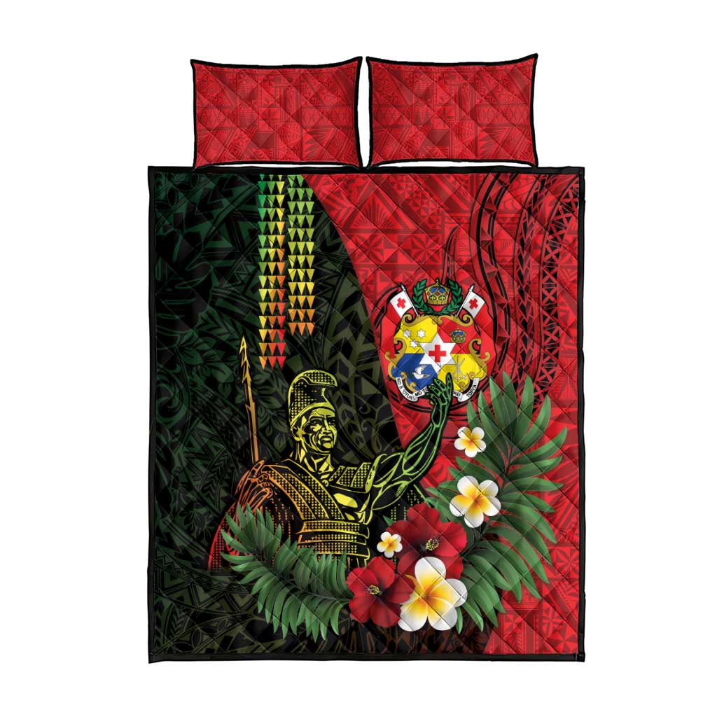 Hawaii And Tonga Quilt Bed Set King Kamehameha Tribal Ngatu Pattern