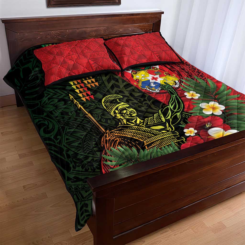 Hawaii And Tonga Quilt Bed Set King Kamehameha Tribal Ngatu Pattern