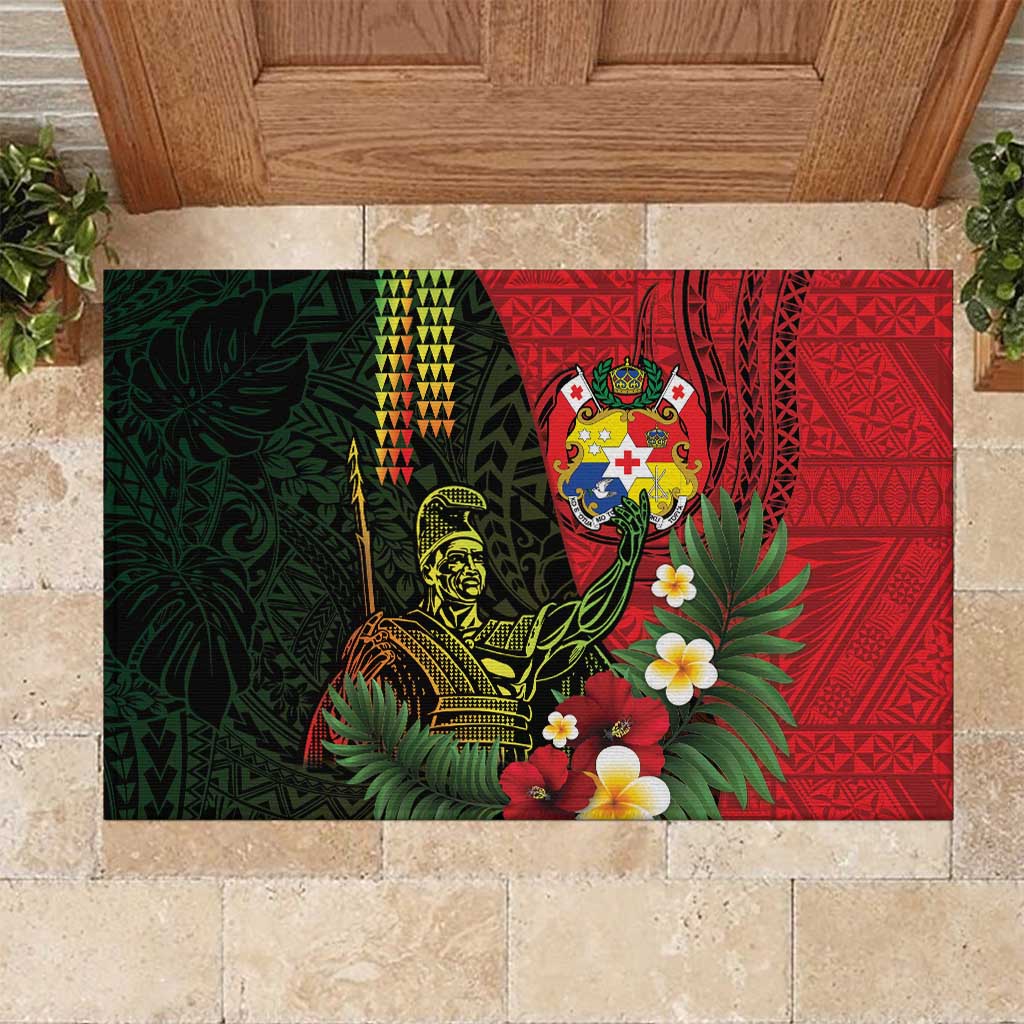 Hawaii And Tonga Rubber Doormat King Kamehameha Tribal Ngatu Pattern