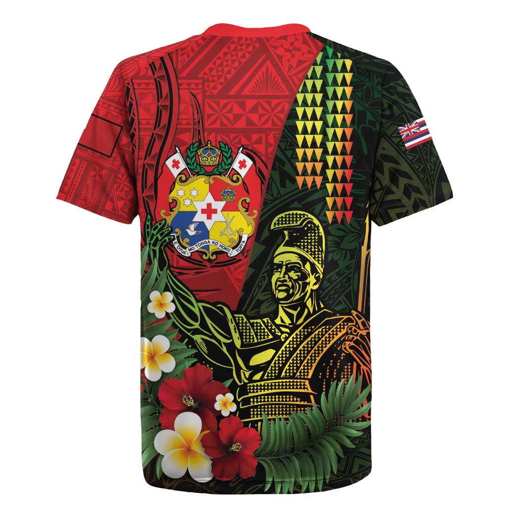 Hawaii And Tonga Rugby Jersey King Kamehameha Tribal Ngatu Pattern