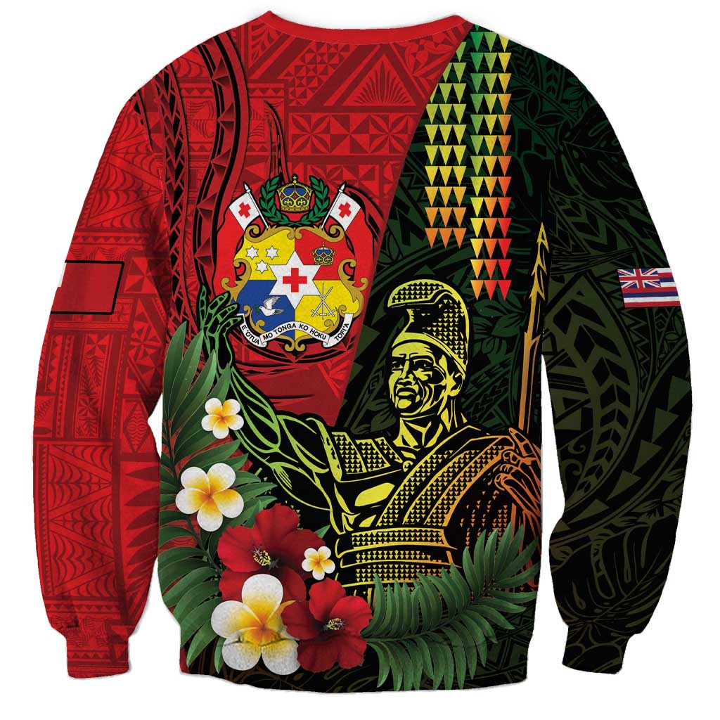 Hawaii And Tonga Sweatshirt King Kamehameha Tribal Ngatu Pattern