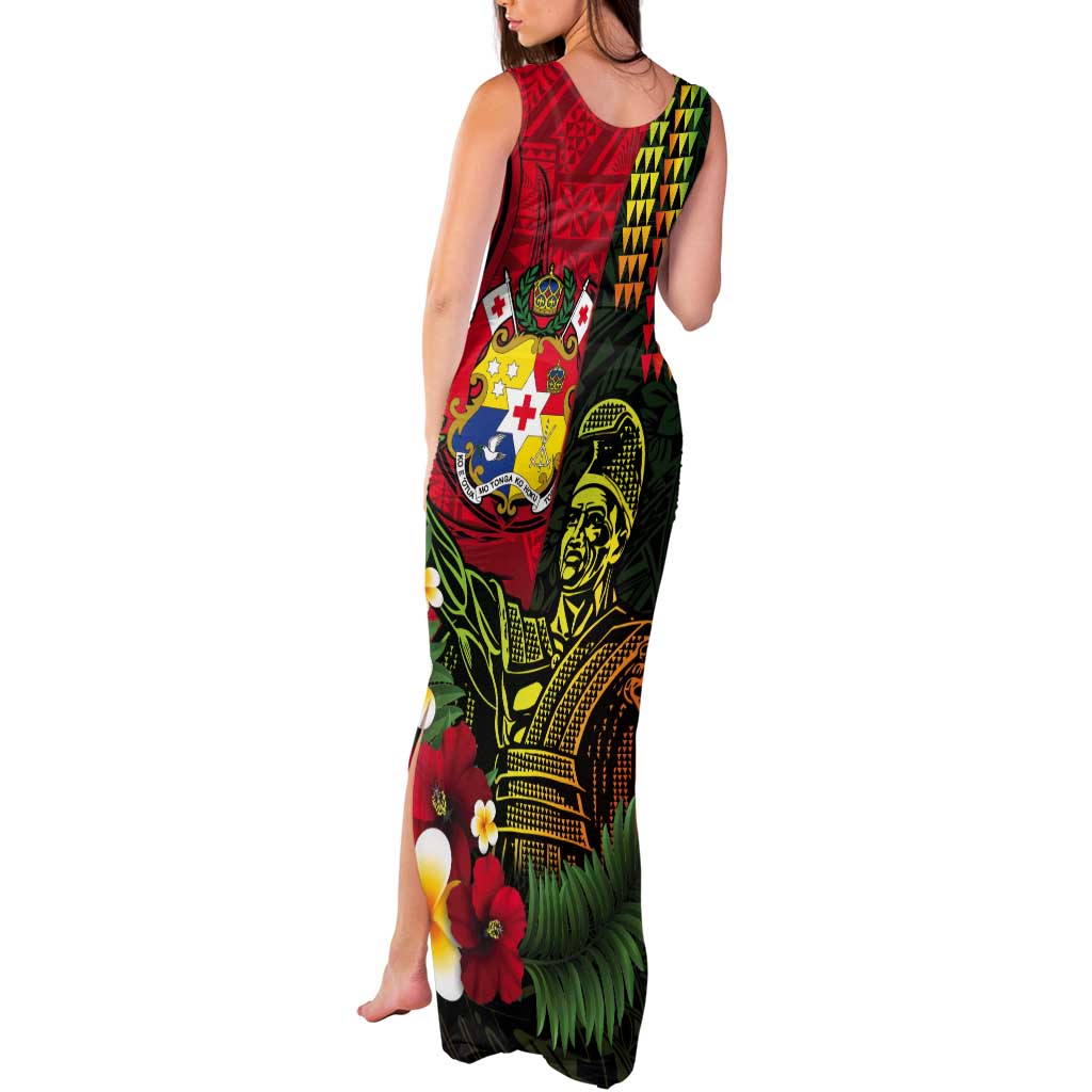 Hawaii And Tonga Tank Maxi Dress King Kamehameha Tribal Ngatu Pattern