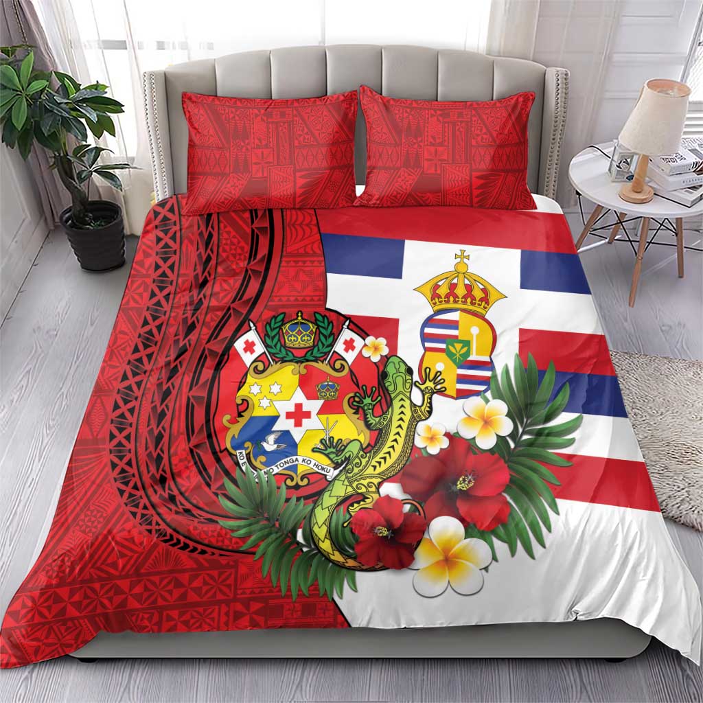 Hawaii And Tonga Bedding Set King Kalakaua Tribal Gecko Tongan Ngatu