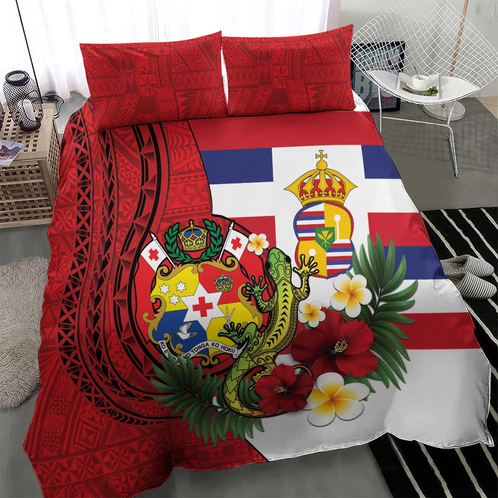 Hawaii And Tonga Bedding Set King Kalakaua Tribal Gecko Tongan Ngatu