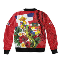 Hawaii And Tonga Bomber Jacket King Kalakaua Tribal Gecko Tongan Ngatu