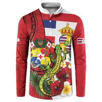 Hawaii And Tonga Button Sweatshirt King Kalakaua Tribal Gecko Tongan Ngatu
