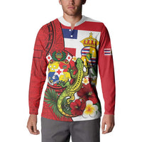 Hawaii And Tonga Button Sweatshirt King Kalakaua Tribal Gecko Tongan Ngatu