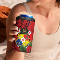 Hawaii And Tonga 4 in 1 Can Cooler Tumbler King Kalakaua Tribal Gecko Tongan Ngatu