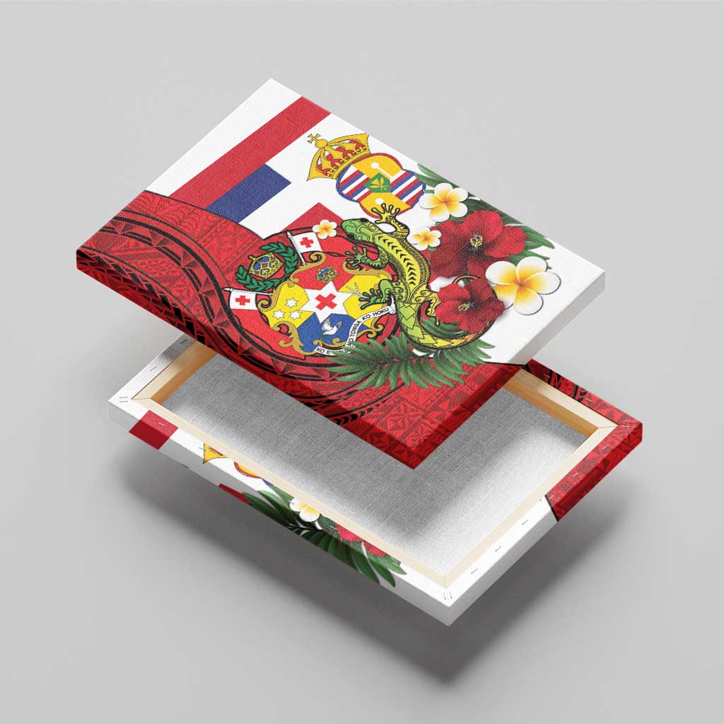 Hawaii And Tonga Canvas Wall Art King Kalakaua Tribal Gecko Tongan Ngatu